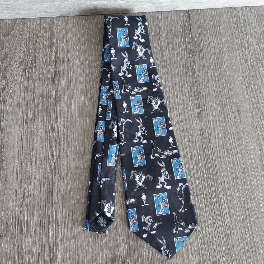 Vintage 1997 Looney Tunes- Bugs Bunny Stamps Tie Necktie